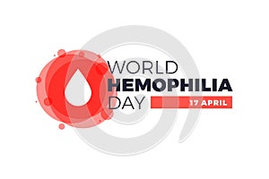 Hemophilia World Day Poster. Emblem medical sign for 17 april.