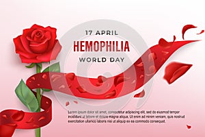 Hemophilia World Day vector banner with red rose