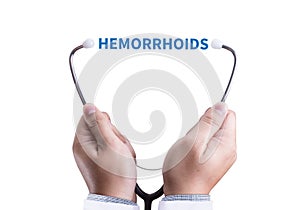 HEMORRHOIDS CONCEPT Diagnosis - Hemorrhoids. Medical Report with