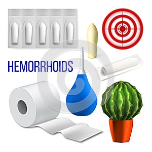 Hemorrhoids Medical Problem Collection Set Vector