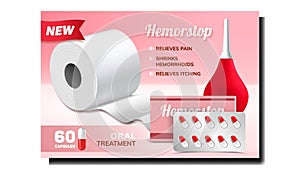 Hemorrhoids Oral Treatment Advertising Poster Vector