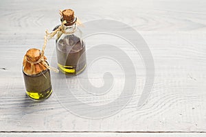 Hemp oil in small bottles