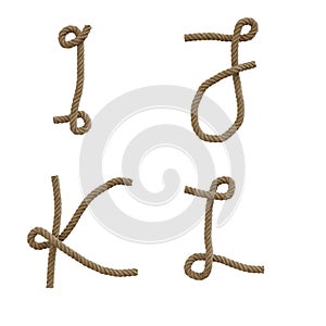 Hemp rope capital letters alphabet - letters I-L
