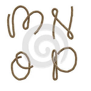 Hemp rope capital letters alphabet - letters M-P