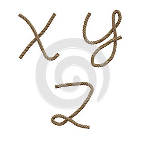 Hemp rope capital letters alphabet - letters X-Z