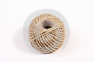 Hemp rope clew on white