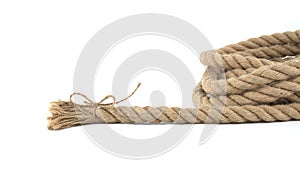 Hemp rope is coiled towards the right-hand side of the frame