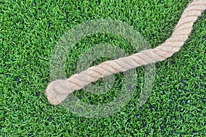 Hemp rope on the grass