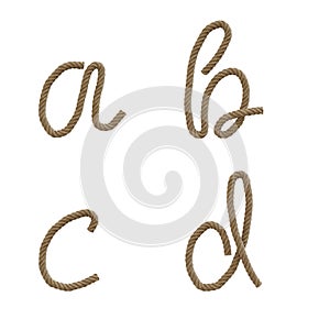 Hemp rope lower case letters alphabet - letters a-d