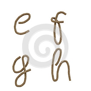 Hemp rope lower case letters alphabet - letters e-h
