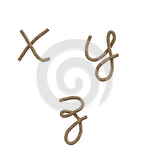 Hemp rope lower case letters alphabet - letters x-z