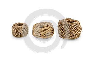 Hemp rope winded is a ball isolated on white background