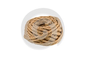 Hemp rope winded is a ball isolated on white background