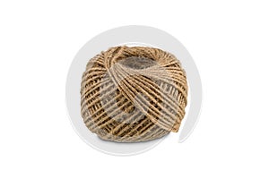 Hemp rope winded is a ball isolated on white background