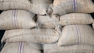 Hemp sacks containing coffee bean