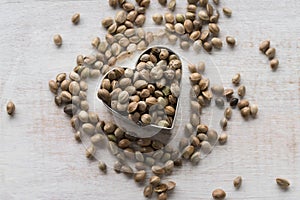 Hemp Seeds in a Heart Shape