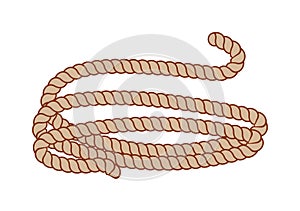 Hemp three strand rope coiled in a circular pattern vector illustration.