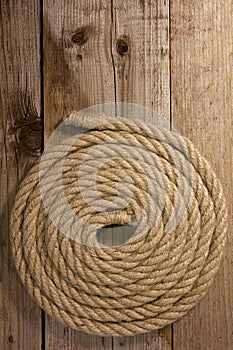 Hempen rope coiled