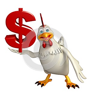 Hen cartoon character with dollar sign