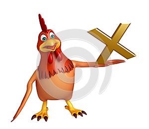 Hen cartoon character with wrong sign