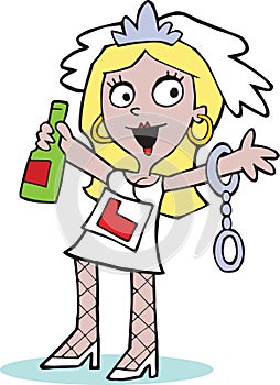 Hen do Girl Bachelorette Party Cartoon