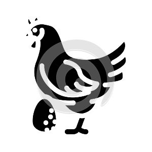 hen egg chicken farm food glyph icon vector illustration