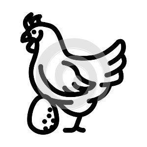 hen egg chicken farm food line icon vector illustration