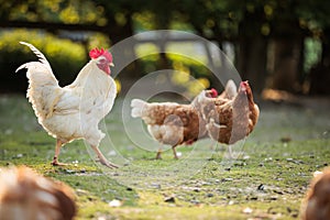 Hen in a farmyard (