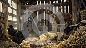 The hen with fresh eggs.AI generated image