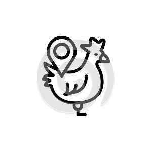 Hen, Gps, location icon. Simple line, outline vector elements of automated farming icons for ui and ux, website or mobile