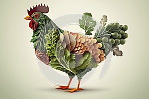 Hen made of vegetables, vegetarian concept