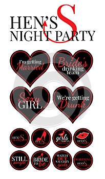 Hen`s Night Party Supplies Template. Hen;s Night Party Set, Wording Cards,