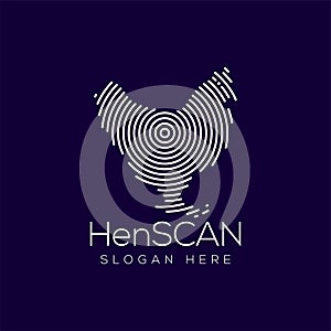 Hen Scan Technology Logo vector Element. Animal Technology Logo Template