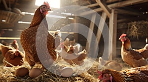 A Hen with Fresh Eggs. AI generated