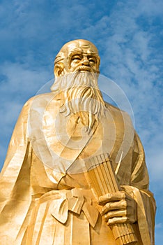 Laozi Statue at Hangu Pass Scenic Area. a famous historic site in Lingbao, Henan, China. photo
