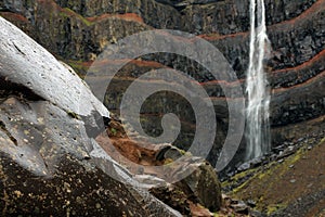 Hengifoss waterfall in East Iceland, Europe