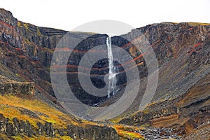 Hengifoss waterfall in Iceland.