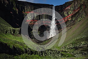 Hengifoss waterfall landscape in East Iceland