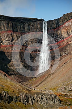 Hengifoss waterfall landscape in Iceland