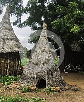 Henhouse made of straw in a village of Burkina Faso West Africa