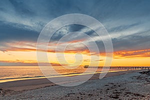 Henley Beach coastline with jetty at sunset