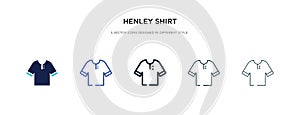 Henley shirt icon in different style vector illustration. two colored and black henley shirt vector icons designed in filled,
