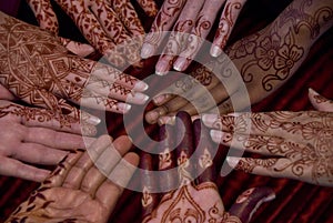 Henna art on hands photo