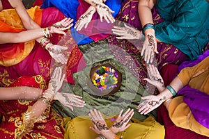 Henna Decorated Hands Arranged in a Circle