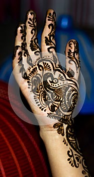 Henna design on hand