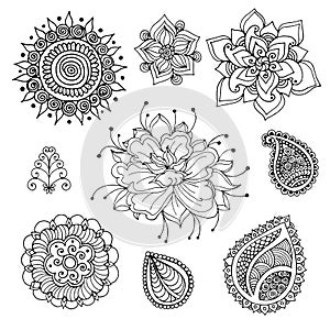 Henna doodle vector elements
