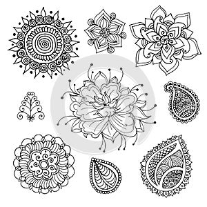 Henna doodle vector elements photo