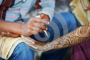 Henna hand decoration tatoo