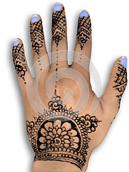 Henna hena mehendi design - isolated blue nails an