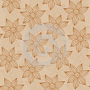 Henna Mehendy Tattoo Seamless Pattern on a brown background photo